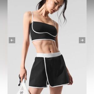 ALO Airbrush Streamlined Skirt w/ Built in panties XXS Black & white piping